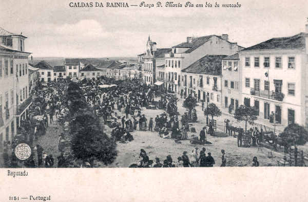 N 1151 - Caldas da Rainha. Praa D. Maria Pia em dia de mercado - Editor F.A.Martins-Lisboa - Editado 1904 - Dim 90x140 mm - Col. Miguel Chaby