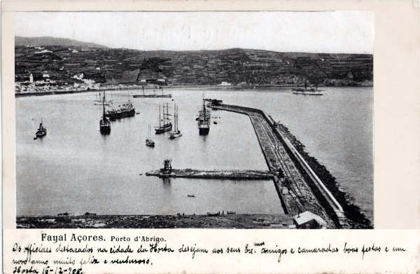 SN - Porto d' Abrigo do Fayal - Editor desc- Usado em 16/12/1905 - Dim. 138x91 mm -Col. A. Monge da Silva (c. 1905)