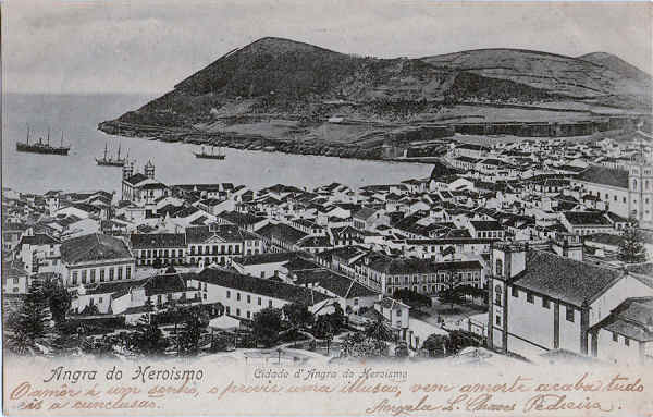 SN - Cidade d'Angra do Heroismo - Edio Papelaria Loureno, Angra do Heroismo - Dim. 139x88 mm - Usado em 1903- Col. A. Monge da Silva (c. 1900)