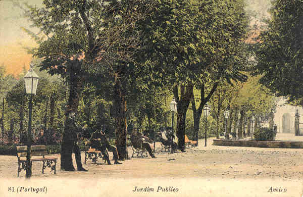 N. 81 - Portugal Jardim Publico Aveiro - Edio de Malva & Roque, Rua do Arsenal, 113 Lisboa - SD - Dim 13,8x9 cm. - Col FMSarmento (circulado em 23-5-1908).