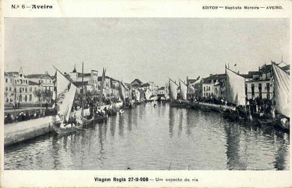 N. 6 - Aveiro Viagem rgia 27-11-1908 - Um aspecto da ria - Editor Baptista Moreira, Aveiro - SD - Dim 14x9 cm. - Col.  FMSarmento.