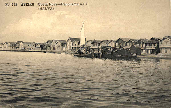 N. 748 - AVEIRO Costa Nova Panorama n. 1- Edio MALVA - SD - Dimenses 13,8x8,8 cm. - Col.  FMSarmento.