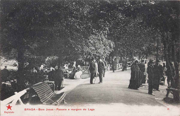 N 16 - Bom Jesus, Passeio e margem do lago - Editor desc.- Circulado em 1910 - Dim. 138x90 mm - Col. A. Monge da Silva