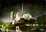 N. 201 - Paris la nuit - La Cathdrale Notre-Dame de Paris illumine - Abside et Flche - Edio Lyna-Paris - S/D - Dimenses: 14,9x10,3 cm. - Col. Ftima Bia (1962).