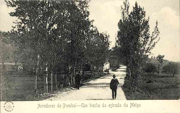 S/N - Arredores de Pombal. Um trecho da estrada da Melga - Edio Adelino Pereira, Figueira da Foz Union Postale Universelle Pombal MADEIRA & BLANC Editores - S/D - Dimenses:13,8x8,7 cm. - Col. nio Curvo Semedo.