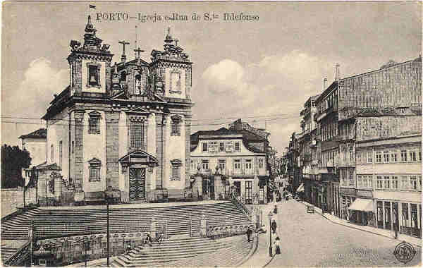 N - PORTO - Igreja e Rua de Sto. Ildefonso - Editor desconhecido - SD -  Dim. 8,5x13,5 cm - Col. Jaime da Silva (Circulado em 