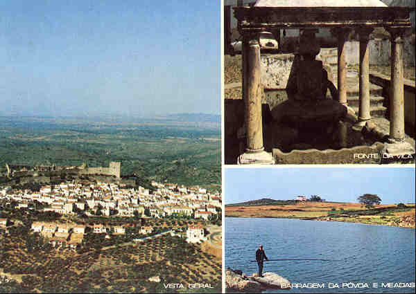 SN - CASTELO DE VIDE - Vista Geral, Fonte da vila e Barragem da Pvoa e Meadas - Foto de Jos Lus Cabrita - Ed. Cmara Municipal de Cast. de Vide - SD - Dim. 14,8x10,4 cm - Col. A. Monge da Silva