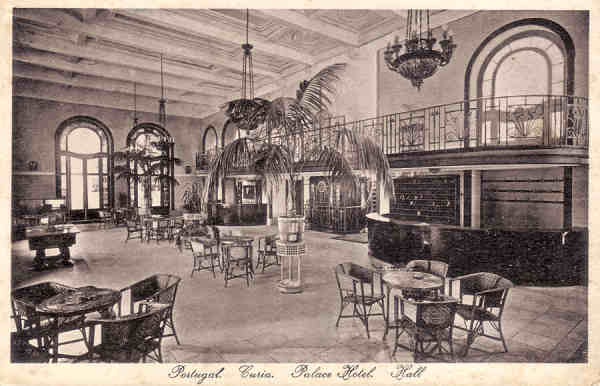 SN - Portugal. Curia. Palace Hotel - Hall - Ed. Bazar Soares, Porto - Dim.13,9x8,9 cm - Col. A. Simes (315).