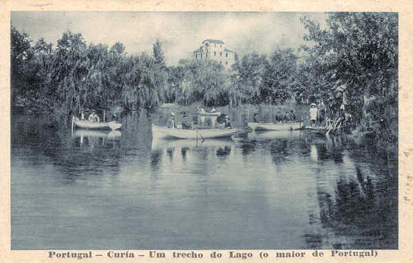 SN -PORTUGAL - Curia - Um trecho do Lago (o maior de Portugal) - Ed. Palace Hotel da Curia - Portugal - Dim. 13,8x8,9 cm - Circ 10-1923 - Col. A. Simes (312)