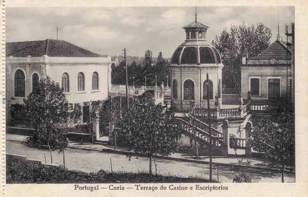 SN - Portugal. Curia. Terrao do Casino e escriptorios - Ed. Bazar Soares, Porto - (Foto Soares Leitao, Curia) - Dim. 13,8x9,0 cm - Col. A Simes (100 -2).