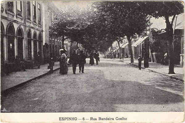 N 6 - ESPINHO - Rua Bandeira Coelho - Edio da Tabacaria Rodrigues, Porto - SD - Dim. 9,3x14 cm. - Col. Jaime da Silva (Circulado em 1920).