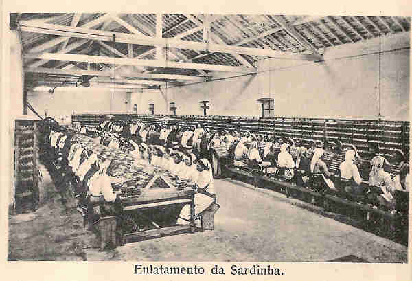 06 - Interior da Fbrica Brando Gomes & Ca - Enlatamento da Sardinha - Dim. 75x50 mm.- Col. Miguel Chaby.