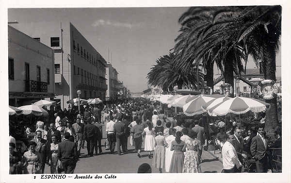 N 1 - Portugal. Espinho - Avenida dos cafs - Editor Passaporte Loty - 1950 - Dim. 14x9 cm - Col.Miguel Chaby