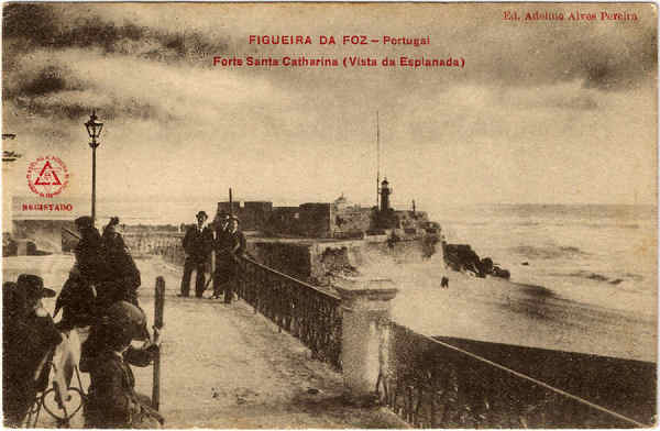 SN  - FIGUEIRA DA FOZ-Portugal - Forte Santa Catharina (Vista da Esplanada) - Ed. Adelino Alves Pereira - SD - Dim. 9x14 cm - Col. Jaime da Silva (Circulado em 1917)