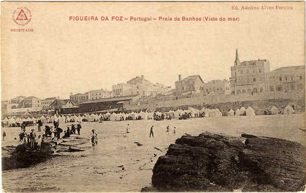 SN  - FIGUEIRA DA FOZ-Portugal - Praia de Banhos (Vista do mar) - Ed. Adelino Alves Pereira - SD - Dim. 9x14 cm - Col. Jaime da Silva (Circulado em 1917)