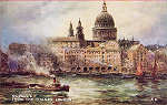 A6 - London, St. Paul's from Thames - Reedio de Valentine & Suns em 1951 - Dim. 13,9x8,8 cm - Col. Amlcar Monge da Silva (c. 1910)