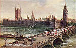 A49 - London, Houses of Parliament and Westminster Bridge - Reedio de Valentine & Suns em 1951 - Dim. 13,9x8,8 cm - Col. Amlcar Monge da Silva (cerca de 1915)