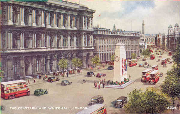 A326 - London, The Cenotaph and Whitehall - Reedio de Valentine & Suns em 1951 - Dim. 13,9x8,8 cm - Col. Amlcar Monge da Silva (cerca de 1925)