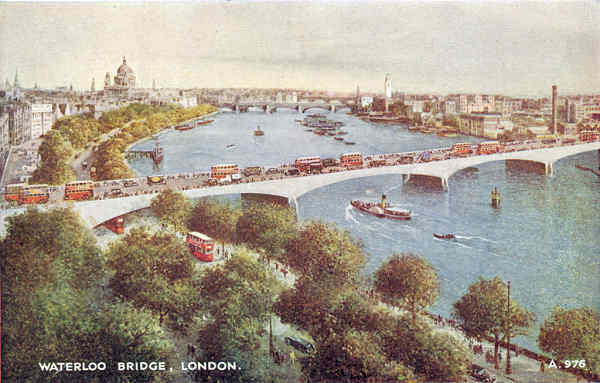 A976 - London, Waterloo Bridge - Reedio de Valentine & Suns em 1951 - Dim. 13,9x8,8 cm - Col. Amlcar Monge da Silva (cerca de 1925)