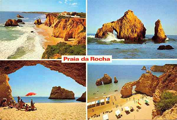 N. 346 - PORTUGAL-ALGARVE Praia da Rocha: Aspectos da costa - Edio CSAR DE S, Av. lvares Cabral, 40-6 D.t Tel. 683172, Lisboa -  Fotografia a cores de Csar de S - S/D - Dimenses: 14,7x9,9 cm. - Col. Graa Maia