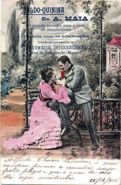 SN - Bolbo-Quinina. Pharmcia Internacional, Manaus, Brasil - Edio ASW, serie Amour dun Hussard - Circulado em  1905 - Dim. 13,8x9 cm - Col. A. Monge da Silva