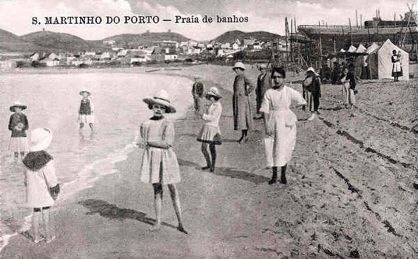 SN - Portugal. S Martinho Porto. Praia de banhos - Editor Alberto Malva - 1920 - Dim. 14x9 cm. - Col. M. Chaby