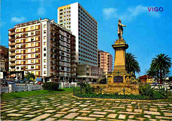 N. 142 - VIGO: Plaza y estatua de Elduayen - Edio ARRIBAS, Zaragoza - S/D - Dimenses: 14,9x10,4 cm. - Col. Gaspar Albino (1960).