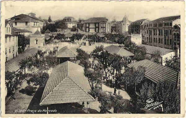 SN - Viseu-Praa do Mercado - Edio da Tabacaria Costa-Papelaria - Clich Foto Beleza, Porto - SD -  Made in Germany - Dim. 9x14 cm. - Col. Jaime da Silva (Circulado em 1946)