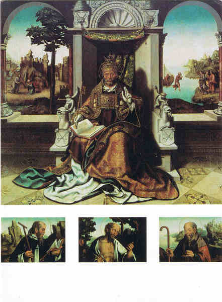 SN - S. Pedro, S. Paulo Eremita, S. Jernimo e Santo Anto  Oficina de Vasco Fernandes leo sobre madeira c. 1530-1535 - Ed. MUSEU DE GRO VASCO-INSTITUTO PORTUGUS DE MUSEUS - SD - Dim. 10,5x14,7 cm - Col. Ftima Bia (2010).