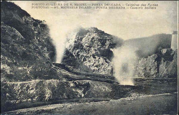 SN - SÃO MIGUEL. Ponta Delgada, Caldeiras das Furnas - Edição Novo Armazem dos Carreiros - Dim. 13,8x9 cm - Col. A. Monge da Silva (c. 1909)