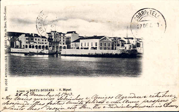 N 22 - SO MIGUEL. Ponta Delgada - Edio Jos Afonso, Lisboa - Dim. 14x9 cm - Circulado em 1903. cm - Col. A. Monge da Silva