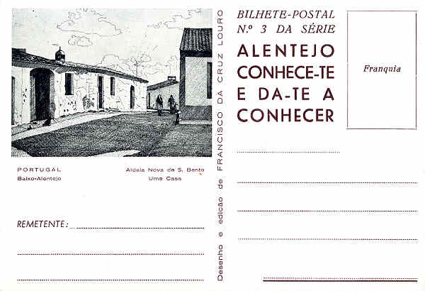 N 3 - ALDEIA NOVA DE SO BENTO. Uma Casa - Edio FRANCISCO DA CRUZ LOURO - SD - Dim. 14,8x10,5 cm - Col. A. Monge da Silva