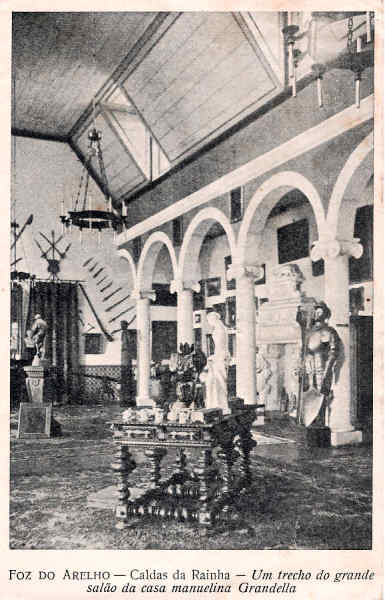 SN - Portugal. Caldas da Rainha. Foz do Arelho. Um trecho do grande salo da casa manuelina Grandella - Editor Casa Grandella (1920) - Dim. 14x9 cm - Col. Diamantino Fernandes