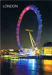 LS-063 - LONDON - The Wheel by Night - Ed. LAMBERTS SOUVENIRS - 3 Whitehall , London SW1A 2DD - Tel: 020-7930 4826 - www.lambertsouvenirs.com Printed in E.U. - SD - Dim. 10,4x14,9 cm - Col. Ftima Manuela Bia (2011).