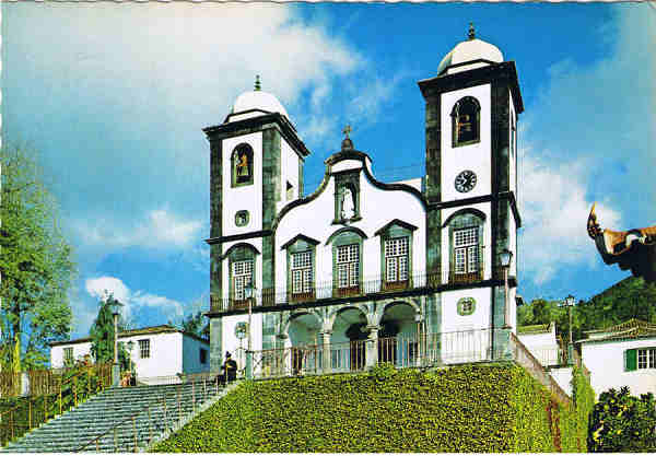 N. MD 65 - MONTE (Madeira)  Igreja do Monte - Ed. Hans Huber KG Agente no Funchal: Francisco Ribeiro, Rua Nova de S. Pedro, 27, telef. 23930 - SD - Dim. 14,7x10,4 cm - Col. Manuel e Ftima Bia (1975).