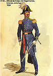 N 64 - Oficial do Corpo de Engenheiros, 1834, Grande uniforme - Aguarela do Cor. Ribeiro Artur - Edio Jornal do Exrcito S/D (1983?) - Dim. 15x10,3 cm - Col. A. Monge da Silva