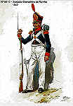 N 86-10 - Soldado Granadeiro da Rainha, 1842 - Aguarela do Cor. Ribeiro Artur - Edio Jornal do Exrcito, 1983 - Dim. 15x10,3 cm - Col. A. Monge da Silva.