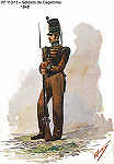 N 113-13 - Soldado de Caadores, 1848 - Aguarela do Cor. Ribeiro Artur - Edio Jornal do Exrcito, 1983 - Dim. 15x10,3 cm - Col. A. Monge da Silva