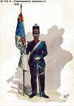 N 134-15 - Porta-bandeira, Infantaria 14, 1856 - Aguarela do Cor. Ribeiro Artur - Edio Jornal do Exrcito, 1985 - Dim. 15x10,3 cm - Col. A. Monge da Silva