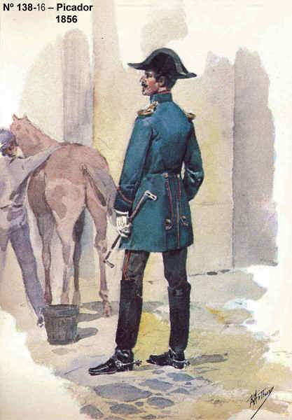 N 138-16 - Picador, 1856 - Aguarela do Cor. Ribeiro Artur - Edio Jornal do Exrcito, 1985 - Dim. 15x10,3 cm - Col. A. Monge da Silva