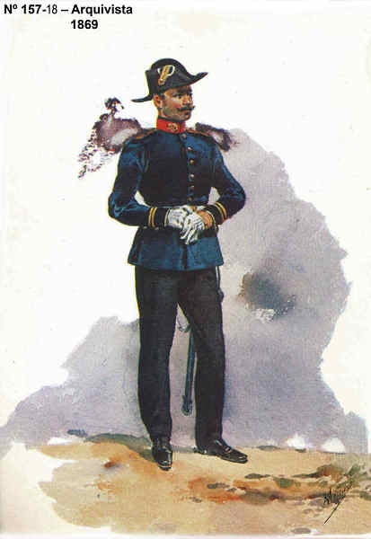 N 157-18 - Arquivista, 1869 - Aguarela do Cor. Ribeiro Artur - Edio Jornal do Exrcito, 1985 - Dim. 15x10,3 cm - Col. A. Monge da Silva