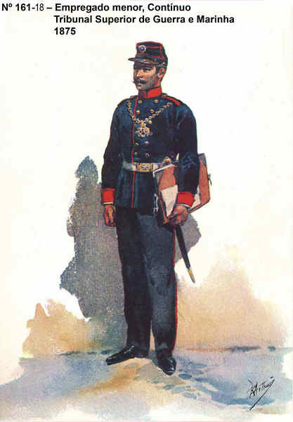 N 161-18 - Empregado menor, Contnuo do Tribunal Superior de Guerra e Marinha, 1875 - Aguarela do Cor. Ribeiro Artur - Edio Jornal do Exrcito, 1985 - Dim. 15x10,3 cm - Col. A. Monge da Silva