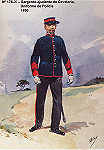 N 176-20 - Sargento-ajudante de Cavalaria, Uniforme de polcia, 1890 - Aguarela do Cor. Ribeiro Artur - Edio Jornal do Exrcito, 1985 - Dim. 15x10,3 cm - Col. A. Monge da Silva