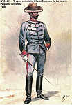 N 244-28 - Tropas coloniais, Oficial Europeu de Cavalaria em pequeno uniforme, 1900 - Aguarela do Cor. Ribeiro Artur - Edio Jornal do Exrcito, 1987 - Dim. 15x10,3 cm- Col. A. Monge da Silva