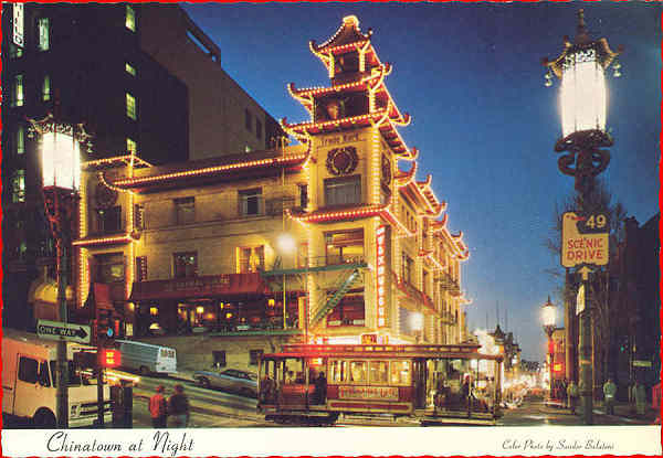 N 10C-SF-154 - San Francisco - Chinatown at night - Editor Smith Novelty Co, San Francisco - Adquirido em 1979 - Dim. 15,2x10,1 cm - Col. Amlcar Monge da Silva