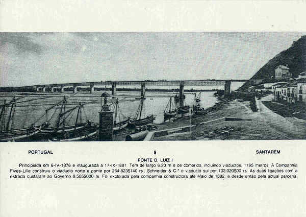 N 4 - Santarm. Ponte D. Lus sobre o Tejo - Foto Joo Rodrigues da Silva, 1881 - Ed. Assoc. Estudos e defesa do patrimnio histrico-cultural de Santarm - SD - Dim. 14,9x10,5cm - Col. M. Soares Lopes