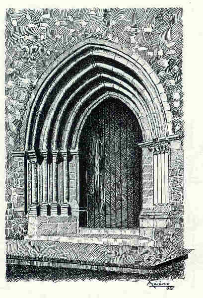 N 4 - Igreja de Santa Cruz - Desenho de Arsnio da Ressurreio - Edio Associao de Estudos e Defesa do Patrimnio Histrico-Cultural de Santarm - 1990  - Dim. 10,5x15,1cm - Col. Miguel Soares Lopes