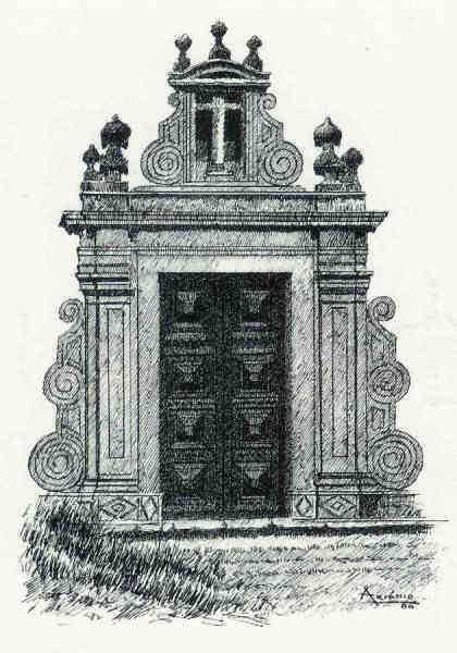 23 - Igreja de Santa Cruz - Ribeira de Santarm - Desenho de Arsnio da Ressurreio - Edio Associao de Estudos e Defesa do Patrimnio Histrico-Cultural de Santarm - 1990  - Dim. 10,5x15,1 cm - Col. Miguel Soares Lopes