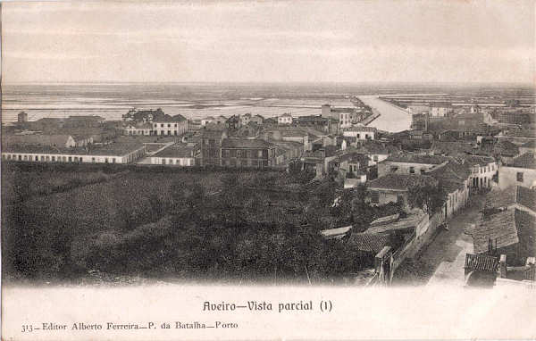 N 313 - Aveiro - Vista Parcial (1) - Editor Alberto Ferreira, P. Batalha, Porto - Dim. 137x90 mm - Col. A. Monge da Silva (cerca de 1910)