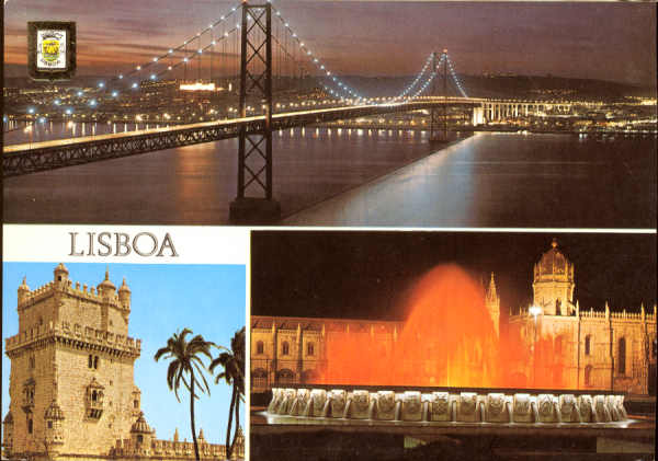 N 852 - Lisboa (Portugal). Ponte Salazar. Vista nocturna. Torre de Belm - Ed. Lifer, Porto - SD - Dim. 104x148 mm - Col. Graa Maia